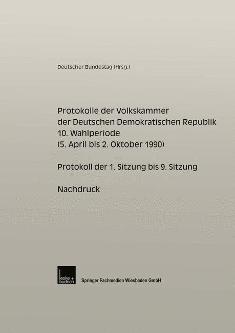 Protokolle der Volkskammer der Deutschen Demokratischen Republik - Deutschland. Volkskammer