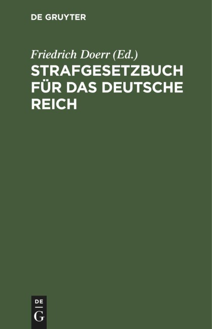 Strafgesetzbuch für das Deutsche Reich - 