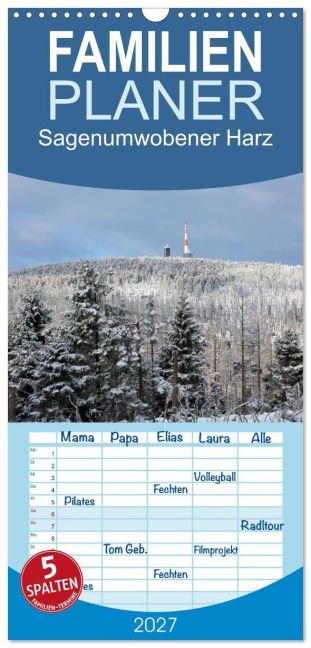Familienplaner 2027 - Sagenumwobener Harz mit 5 Spalten (Wandkalender, 21 x 45 cm) CALVENDO - Thomas Bugdoll
