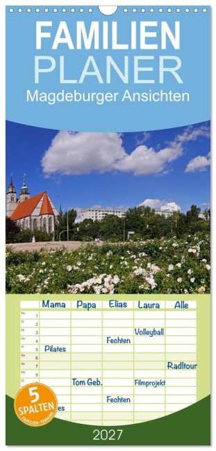 Familienplaner 2027 - Magdeburger Ansichten mit 5 Spalten (Wandkalender, 21 x 45 cm) CALVENDO - Beate Bussenius