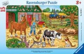 Cover-Bild zum Titel 'Glückliches Bauernhofleben. 15 Teile Rahmenpuzzle' von ''
