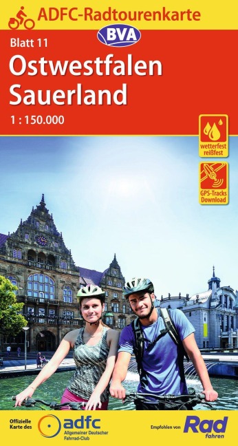 ADFC-Radtourenkarte 11 Ostwestfalen Sauerland 1:150.000, reiß- und wetterfest, E-Bike geeignet, GPS-Tracks Download - 