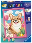 Cover-Bild zum Titel 'CreArt, Malen nach Zahlen Kinder - Corgi im Blütenmeer' von ''