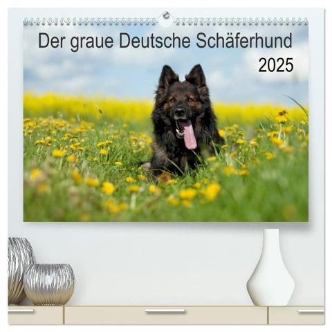Der graue Deutsche Schäferhund (hochwertiger Premium Wandkalender 2025 DIN A2 quer), Kunstdruck in Hochglanz - Petra Schiller