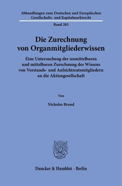 Die Zurechnung von Organmitgliederwissen - Nicholas Brand