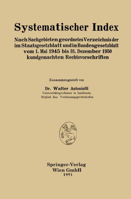 Systematischer Index - Walter Antoniolli