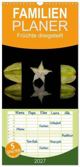 Familienplaner 2027 - Früchte dreigeteilt mit 5 Spalten (Wandkalender, 21 x 45 cm) CALVENDO - Beate Goerz