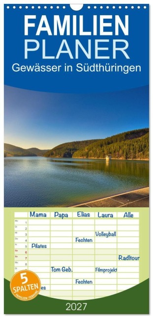 Familienplaner 2027 - Gewässer in Südthüringen mit 5 Spalten (Wandkalender, 21 x 45 cm) CALVENDO - Torsten Irmer
