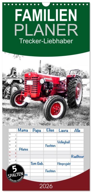 Familienplaner 2026 - Trecker-Liebhaber mit 5 Spalten (Wandkalender, 21 x 45 cm) CALVENDO - Andrea Dreegmeyer