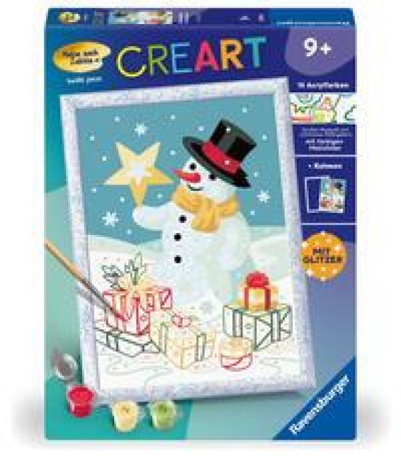 CreArt, Malen nach Zahlen Kinder - Bezaubernder Schneemann - 