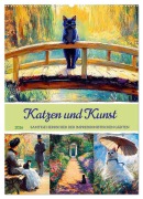 Cover-Bild zum Titel 'Katzen und Kunst - Samtige Herrscher der impressionistischen Gärten (Wandkalender 2026 DIN A2 hoch), CALVENDO Monatskalender' von 'Anja Frost'