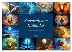 Sternzeichen-Kalender - Galaktische Porträts mit Datum (Wandkalender 2026 DIN A2 quer), CALVENDO Monatskalender - Anja Frost