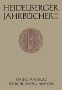 Cover-Bild zum Titel 'Heidelberger Jahrbücher' von 'H. Schipperges'