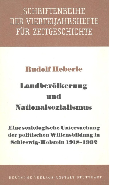 Landbevölkerung und Nationalsozialismus - Rudolf Heberle