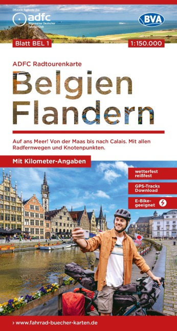 BVA ADFC Radtourenkarte Belgien Flandern, mit Knotenpunkten 1:150.000 - 