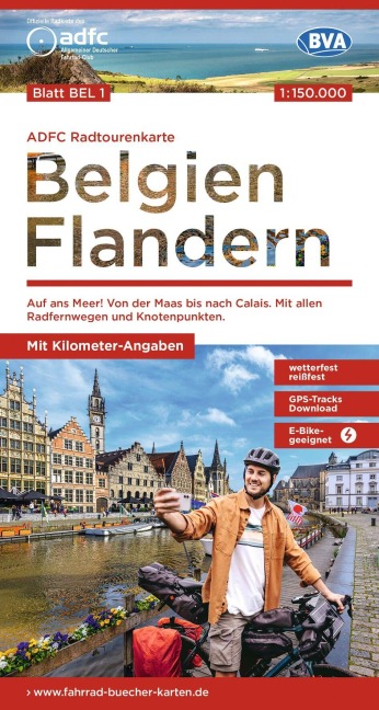 BVA ADFC Radtourenkarte Belgien Flandern, mit Knotenpunkten 1:150.000 - 