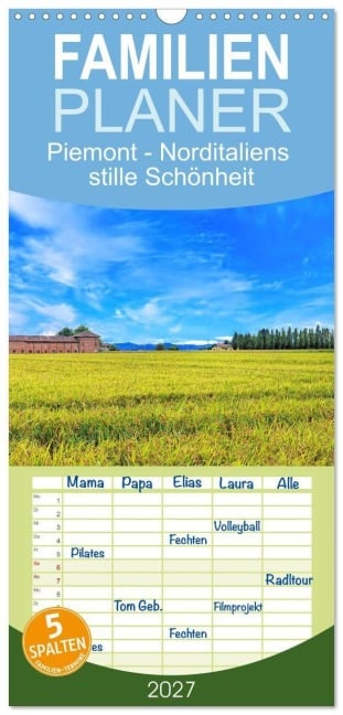 Familienplaner 2027 - Piemont - Norditaliens stille Schönheit mit 5 Spalten (Wandkalender, 21 x 45 cm) CALVENDO - Dieter Meyer