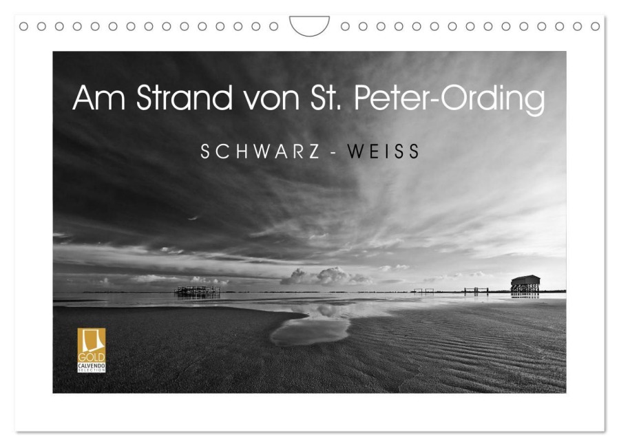 Am Strand von St. Peter-Ording SCHWARZ-WEISS (Wandkalender 2026 DIN A4 quer), CALVENDO Monatskalender - Markus G. Leitl