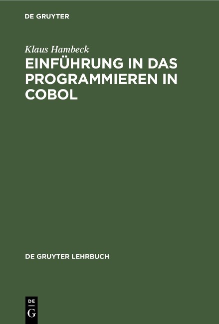 Einführung in das Programmieren in COBOL - Klaus Hambeck