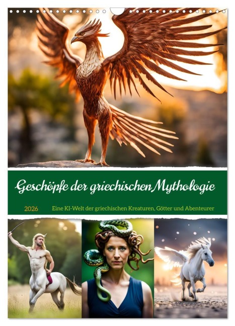 Geschöpfe der griechischen Mythologie - Eine KI-Welt der griechischen Götter, Kreaturen und Abenteurer (Wandkalender 2026 DIN A3 hoch), CALVENDO Monatskalender - Fred Schimak