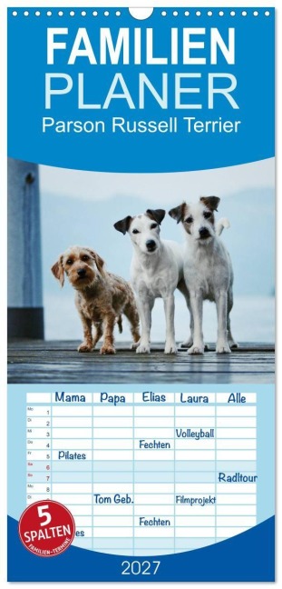 Familienplaner 2027 - Parson Russell Terrier mit 5 Spalten (Wandkalender, 21 x 45 cm) CALVENDO - Kathrin Köntopp