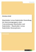 Cover-Bild zum Titel 'Shareholder versus Stakeholder. Darstellung der Interessengruppen einer Unternehmung. Shareholder und Stakeholder - Shareholder versus Stakeholder Konzeptionen' von 'Christiane Scholl'
