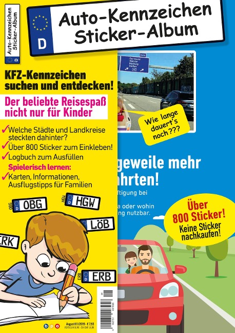 Kinder-Reisespiel KFZ-Kennzeichen Sticker-Sammelalbum fürs Handgepäck, Mitmachbuch für die Ferien, Ratespaß unterwegs auf Reisen, Beschäftigung für Kinder bei langen Autofahrten - Philipp Gesierich