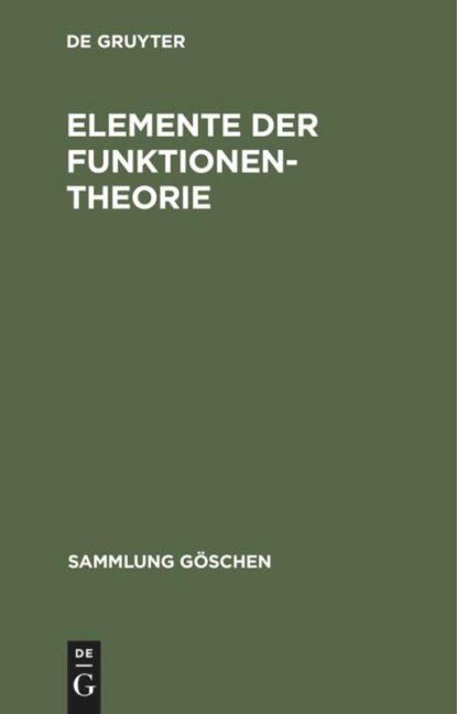 Elemente der Funktionentheorie - 