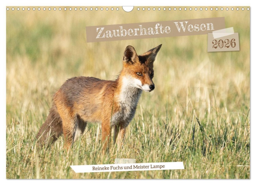 Zauberhafte Wesen - Reineke Fuchs und Meister Lampe (Wandkalender 2026 DIN A3 quer), CALVENDO Monatskalender - Angela Merk
