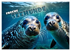Cover-Bild zum Titel 'Freche Seehunde (Wandkalender 2026 DIN A2 quer), CALVENDO Monatskalender' von 'Renate Utz'