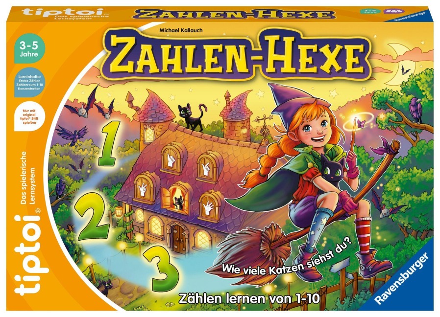 Ravensburger tiptoi Spiel 00132 Zahlen-Hexe, Zählen lernen von 1 - 10 für Kinder ab 3 Jahren - Michael Kallauch