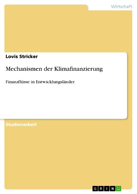 Mechanismen der Klimafinanzierung - Lovis Stricker