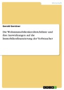 Cover-Bild zum Titel 'Die Wohnimmobilienkreditrichtlinie und ihre Auswirkungen auf die Immobilienfinanzierung der Verbraucher' von 'Gerald Gerstner'