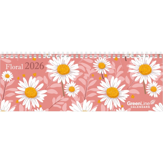 GreenLine Floral 2026 - Tischquerkalender - Tischkalender - Blumen - 29,7x10,5 - 
