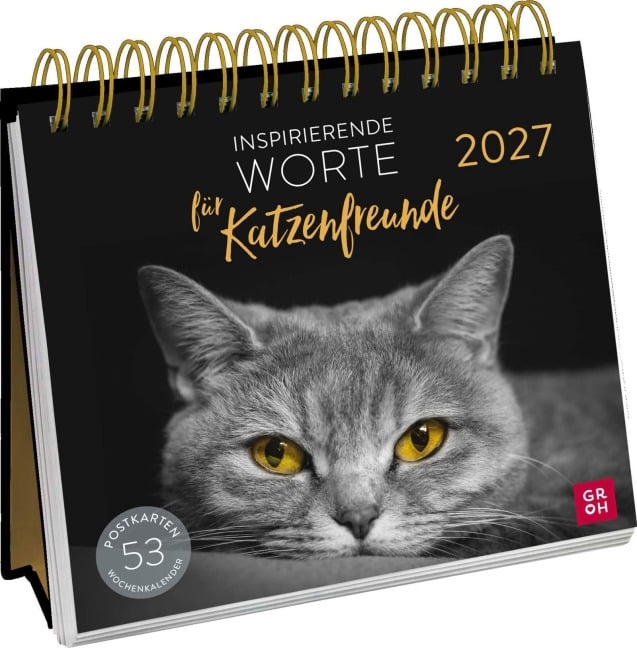 Postkartenkalender 2027: Inspirierende Worte für Katzenfreunde - 