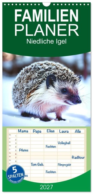Familienplaner 2027 - Niedliche Igel mit 5 Spalten (Wandkalender, 21 x 45 cm) CALVENDO - Steffani Lehmann