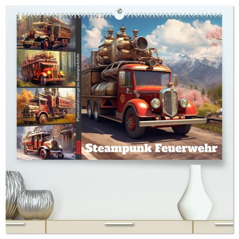 Steampunk Feuerwehr (hochwertiger Premium Wandkalender 2025 DIN A2 quer), Kunstdruck in Hochglanz - Sabine Löwer