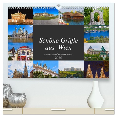 Schöne Grüße aus Wien (hochwertiger Premium Wandkalender 2025 DIN A2 quer), Kunstdruck in Hochglanz - Christa Kramer