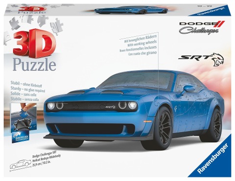 Ravensburger 3D Puzzle 11283 - Dodge Challenger SRT Hellcat Redeye Widebody - Das stärkste Muscle Car der Welt als 3D Puzzle Auto - für Dodge Fans ab 10 Jahren - 
