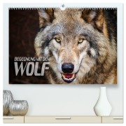 Begegnung mit dem Wolf (hochwertiger Premium Wandkalender 2026 DIN A2 quer), Kunstdruck in Hochglanz - Renate Bleicher