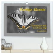 Cover-Bild zum Titel 'Farbige Akzente - Tierkalender 2026 in schwarz-weiß (hochwertiger Premium Wandkalender 2026 DIN A2 quer), Kunstdruck in Hochglanz' von 'Ursula Di Chito'