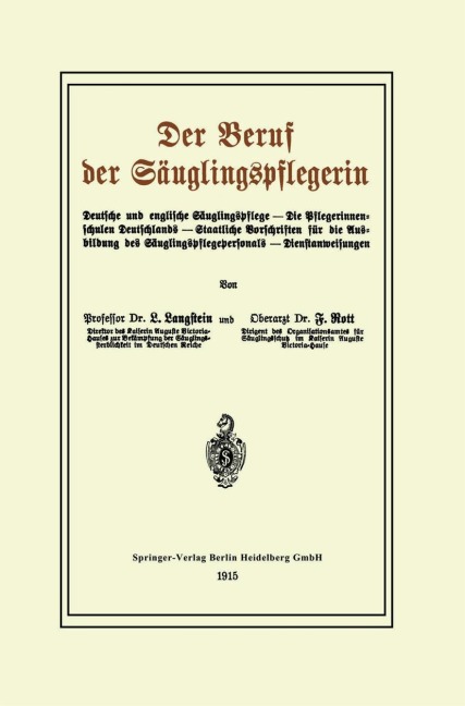 Der Beruf der Säuglingspflegerin - Fritz Rott, Leo Langstein