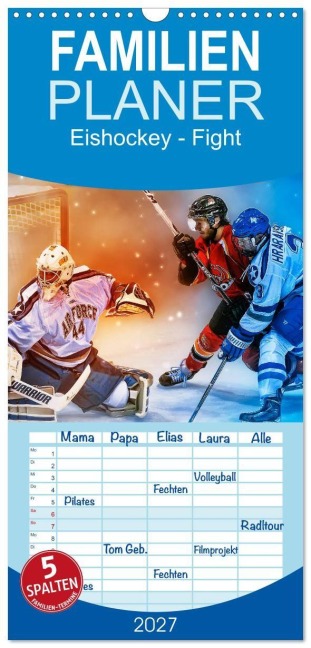 Familienplaner 2027 - Eishockey - Fight mit 5 Spalten (Wandkalender, 21 x 45 cm) CALVENDO - Peter Roder