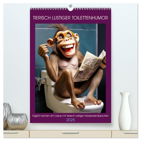 Tierisch lustiger Toilettenhumor (hochwertiger Premium Wandkalender 2025 DIN A2 hoch), Kunstdruck in Hochglanz - Peter Rübsamen