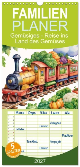 Familienplaner 2027 - Gemüsiges - Reise ins Land des Gemüses mit 5 Spalten (Wandkalender, 21 x 45 cm) CALVENDO - Stanley Hinz