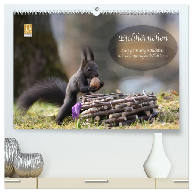 Eichhörnchen - Lustige Kurzgeschichten mit den quirligen Wildtieren (hochwertiger Premium Wandkalender 2026 DIN A2 quer), Kunstdruck in Hochglanz - Birgit Cerny