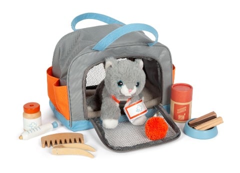 Katze mit Tasche und Pflege-Set - 