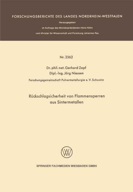 Rückschlagsicherheit von Flammensperren aus Sintermetallen - Gerhard Zapf