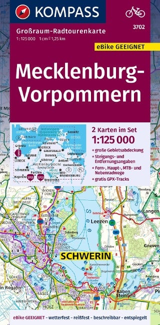 KOMPASS Großraum-Radtourenkarte 3702 Mecklenburg-Vorpommern 1:125.000 - 