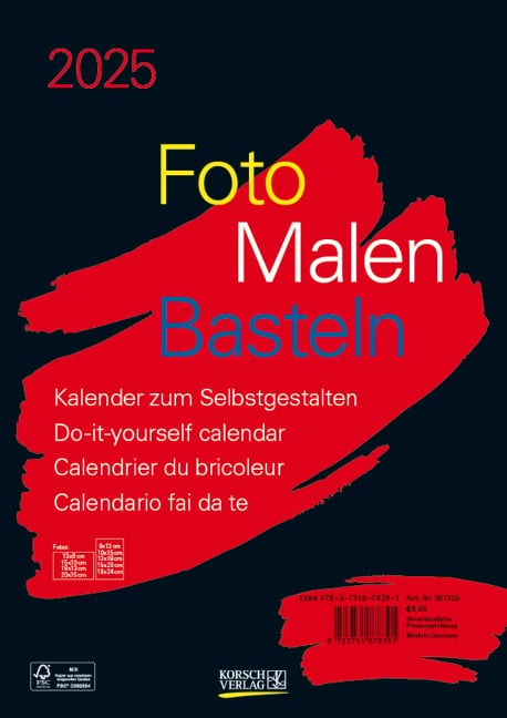 Foto-Malen-Basteln Bastelkalender A4 schwarz 2025 - 